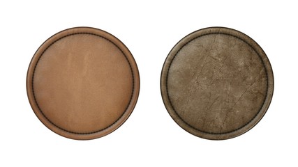 round leather patch with seam. to insert company logo.