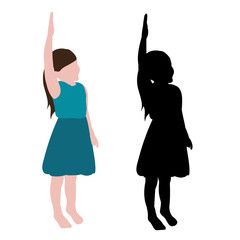 Wall Mural - isolated, silhouette of a child and in a flat style, girl