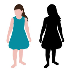 Wall Mural - vector, isolated, silhouette of the child and in a flat style, the girl is standing
