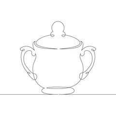 Wall Mural -  continuous single drawn line art doodle sugar bowl