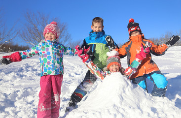 Wall Mural - kids in winter time