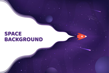 Wall Mural - vector illustration. panoramic space wallpaper. abstract concept. gradient planets. space exploratio