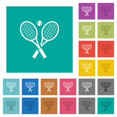 Wall Mural - Tennis rackets with ball square flat multi colored icons