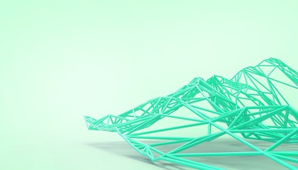 Aufkleber - Geometric Structure connection Science technology art and Advanced Development  Low poly with Colorful Green  Background- 3d rendering