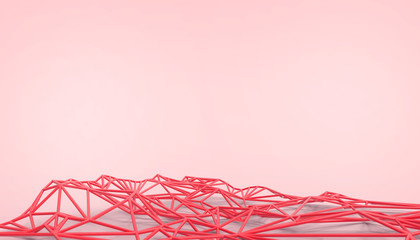 Aufkleber - Geometric Structure connection Science technology art and Advanced Development  Low poly with Colorful  Red Background- 3d rendering