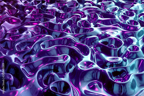 Abstract wavy liquid texture patterns 3D rendering