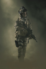 Wall Mural - Special soldier in action military concept