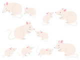 Fototapeta Pokój dzieciecy - ネズミの親子のイラストセット