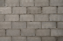 The Block Wall Is A New Finish Wall, Fence Or House Wall. Gray Block Background Image