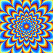 Pulsing Blue Flower. Optical Illusion Of Movement.