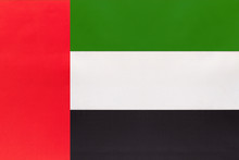 UAE National Fabric Flag, Textile Background. United Arab Emirates State Official Sign.