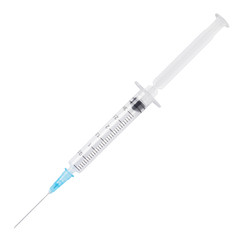 Wall Mural - medical syringe isolated on white background. 3 ml