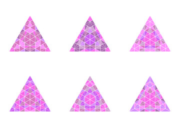 Poster - Ornate mosaic triangle pyramid logo template set - geometric polygonal geometrical colorful vector illustrations