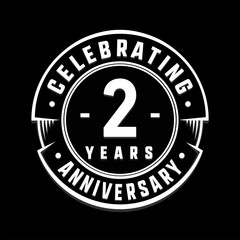 Celebrating 2nd years anniversary logo design. Two years logotype. Vector and illustration.