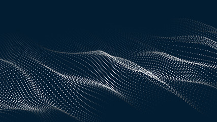 Fototapete - Abstract digital wave of particles. Futuristic point wave. Technology background vector. Vector illustration