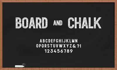 Fototapete - chalk hand drawing alphabet, vector illustration.