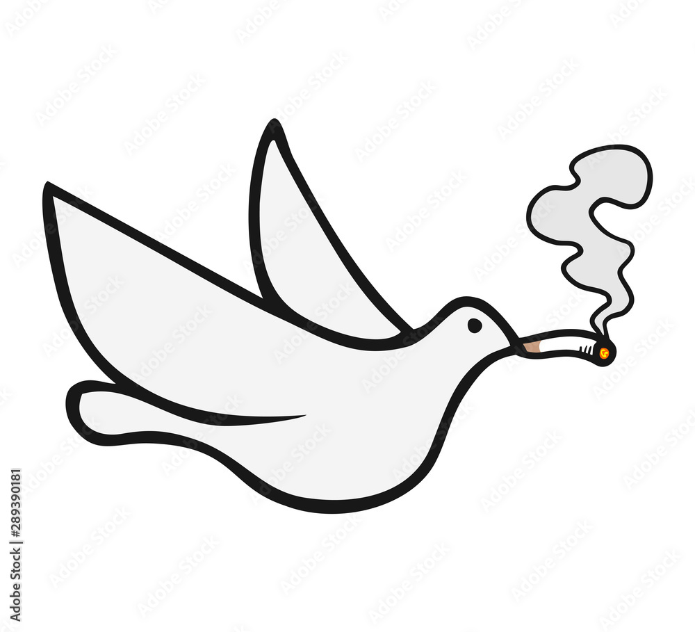 smoking dove draw Stock Vector