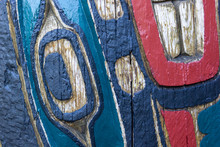 Texture Of Indigenous Indian Art Totem In Ottawa, Canada