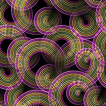 Seamlessly Repeating Colourful Circles On Black Background