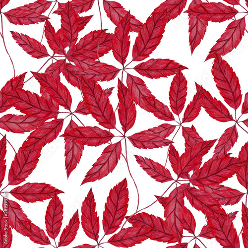 Creative seamless pattern with autumn leaves. Fashion print