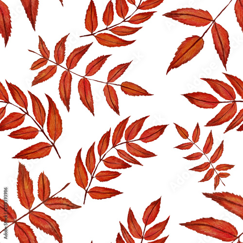 Creative seamless pattern with autumn leaves. Fashion print
