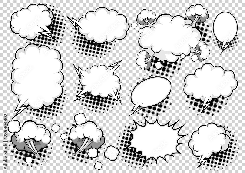 Comic Style, pop art speech bubbles set collection, Vector illustration ...