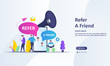 © Grayscale_Studio - Refer A Friend Concept Design, People share info about referral and earn money. Suitable for web landing page, ui, mobile app, banner template. Vector Illustration