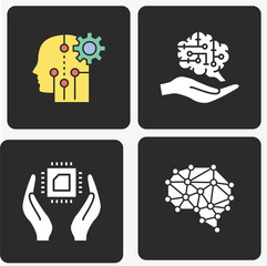 Wall Mural - Artificial intelligence icons set. Vector illustration isolated.