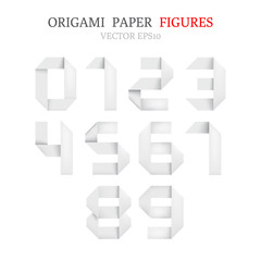 Poster - Set of bold white origami paper figures