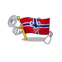 Canvas Print - With megaphone flag norway character shaped on cartoon