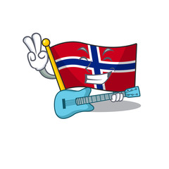 Canvas Print - With guitar norway flag is flown on character pole