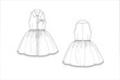 © Мария - drawn fashion Decorative dress, clothing,  Vector illustration in old ink style for girl kids