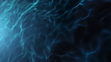 Abstract digital blue particles wave form background