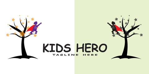 Canvas Print - child hero logo , kids dream icon -vector