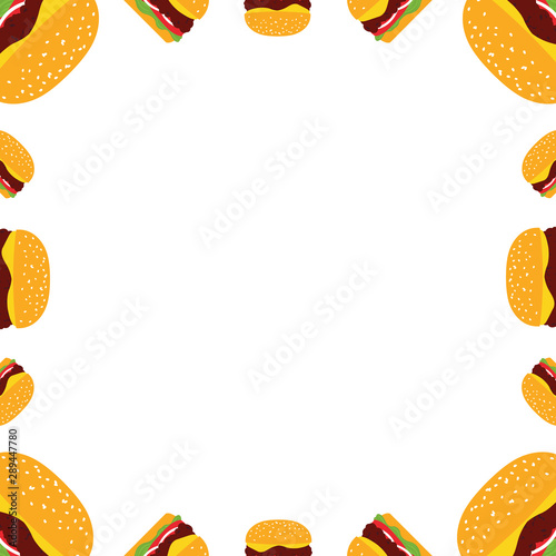 Vector Frame Card Template With Cartoon Cheeseburgers Burgers For Fast Food Delievery Design Buy This Stock Vector And Explore Similar Vectors At Adobe Stock Adobe Stock
