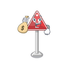 Sticker - With money bag height limit mascot shaped on character