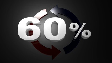 Poster - The write 50% in front of a red and a blue arrows rotating in a circel - 3D rendering videoclip