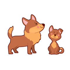 Sticker - Portrait of cute dog and puppy