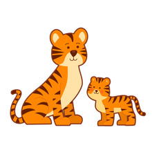 Portrait Of Tigress And Her Cub