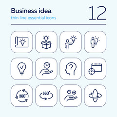 Poster - business idea line icon set. set of line icons on white background. business concept. idea, lamp, bo