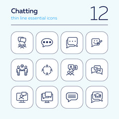 Poster - Chatting line icon set. Speech bubble, deal, messenger. Communication concept. Can be used for topics like forum, business, social media