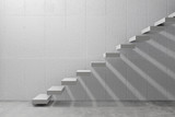 Fototapeta  - staircase in modern room, white concrete wall and cement floor, 3d background wallpaper