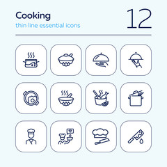 Sticker - Cooking line icon set. Saucepan, dish, cook. Food concept. Can be used for topics like restaurant, menu, gourmet