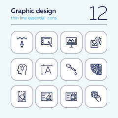 Poster - Graphic design icon set. Line icons collection on white background. Device, drawing, interface. Creativity concept. Can be used for topics like occupation, freelancing, visual art