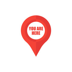 Poster - location rad pointer in flat, color icon