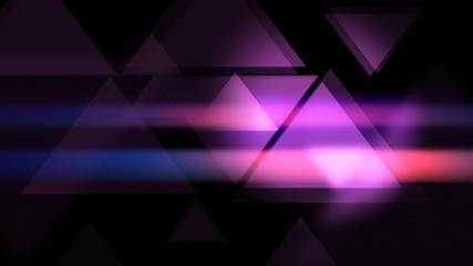 Poster - Bright triangle figures animation with pink and purple colors on the black background. Seamless loop festive backdrop.