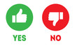Like and dislike icons. Thumbs up and thumbs down symbols. Yes or no choice 