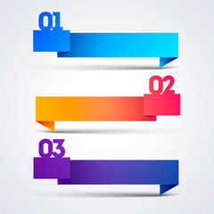 Poster - infographic template with origami banners arrows 3 options for presentations, advertising, layouts, 