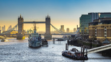 HMS Belfast And Tower Bridge, London