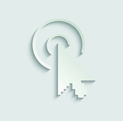 Poster -  click icon. cursor symbol icon. mouse click symbol paper icon  with shadow 